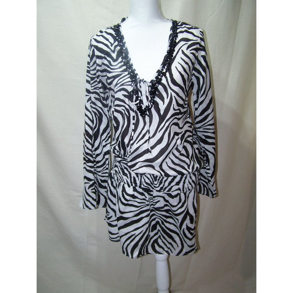 Soaked Swimsuit Cover up Zebra Beach Dress Medium